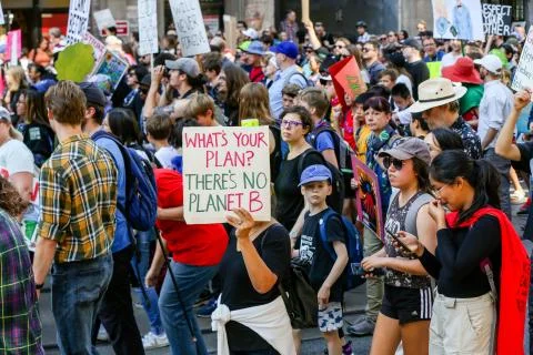 'Fridays for Future' climate change protest in Toronto, Canada. Stock Photos