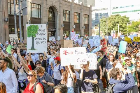 'Fridays for Future' climate change protest in Toronto, Canada. Stock Photos
