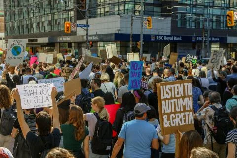 'Fridays for Future' climate change protest in Toronto, Canada. Stock Photos