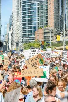 'Fridays for Future' climate change protest in Toronto, Canada. Stock Photos