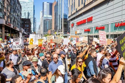 'Fridays for Future' climate change protest in Toronto, Canada. Stock Photos