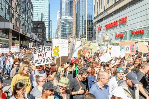 'Fridays for Future' climate change protest in Toronto, Canada. Stock Photos