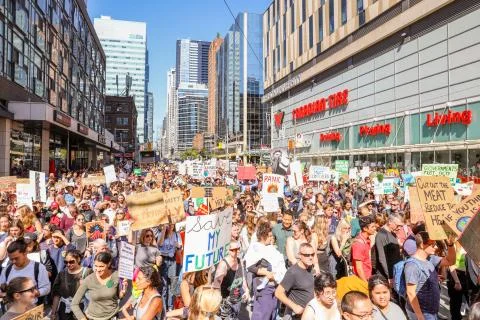 'Fridays for Future' climate change protest in Toronto, Canada. Stock Photos