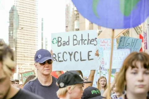 'Fridays for Future' climate change protest in Toronto, Canada. Stock Photos