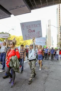'Fridays for Future' climate change protest in Toronto, Canada. Stock Photos