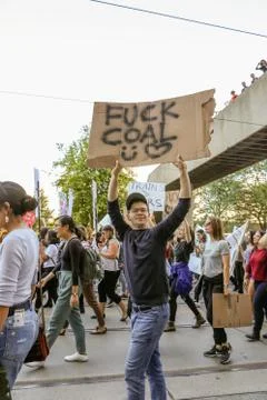 'Fridays for Future' climate change protest in Toronto, Canada. Stock Photos