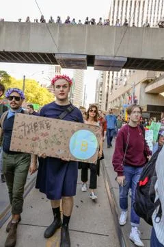 'Fridays for Future' climate change protest in Toronto, Canada. Stock Photos