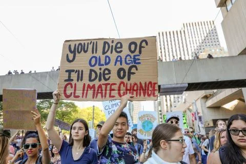 'Fridays for Future' climate change protest in Toronto, Canada. Stock Photos