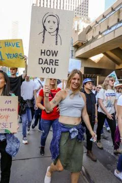 'Fridays for Future' climate change protest in Toronto, Canada. Stock Photos