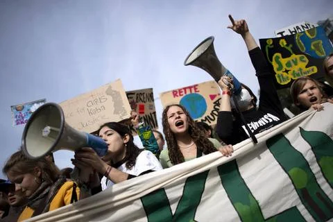  Fridays for Future, Climate Demonstration DEU, Deutschland, Germany, Berl... 库存照片