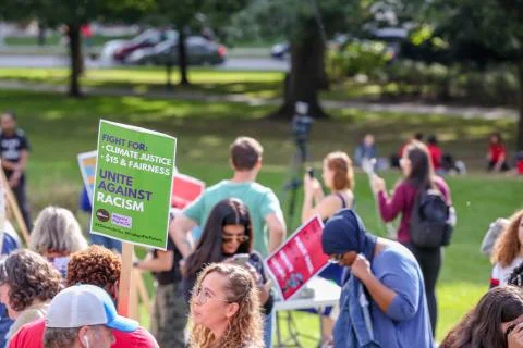 'Fridays for Future' Global Climate Change protest in Toronto, Canada. Stock Photos