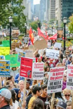 'Fridays for Future' Global Climate Change protest in Toronto, Canada. Stock Photos