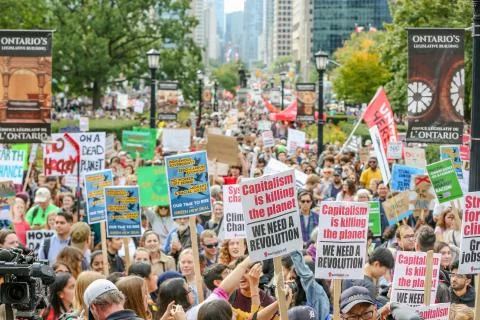 'Fridays for Future' Global Climate Change protest in Toronto, Canada. Stock Photos