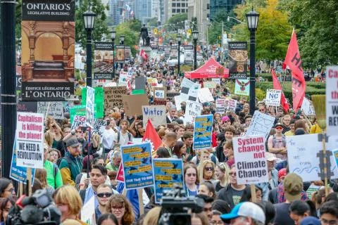 'Fridays for Future' Global Climate Change protest in Toronto, Canada. Stock Photos