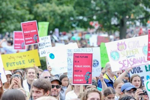 'Fridays for Future' Global Climate Change protest in Toronto, Canada. Stock Photos