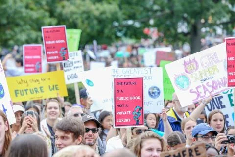 'Fridays for Future' Global Climate Change protest in Toronto, Canada. Stock Photos