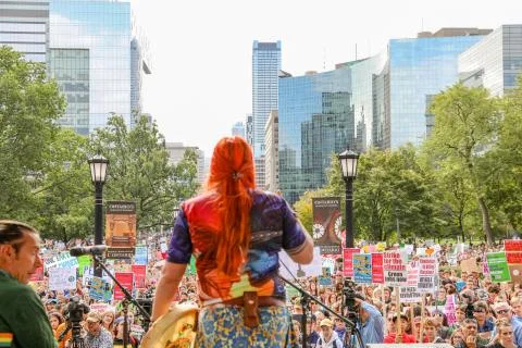 'Fridays for Future' Global Climate Change protest in Toronto, Canada. Stock Photos