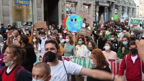 Fridays for Future - Milan - October 1, 2021 Stock Footage