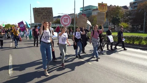 Fridays for Future protest in downtown Vienna 스톡 동영상 218736219