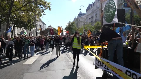 Fridays for Future protest in downtown Vienna 스톡 동영상 218737030