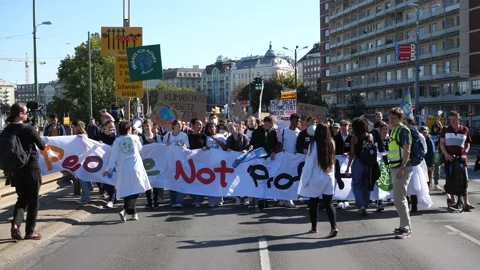 Fridays for Future protest in downtown Vienna 스톡 동영상 218737179