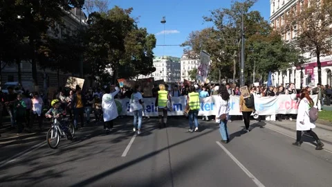 Fridays for Future protest in downtown Vienna 스톡 동영상 218737846