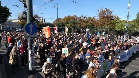 Fridays for Future protest in downtown Vienna 스톡 동영상 218738553