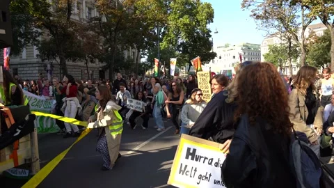 Fridays for Future protest in downtown Vienna 스톡 동영상 218738922