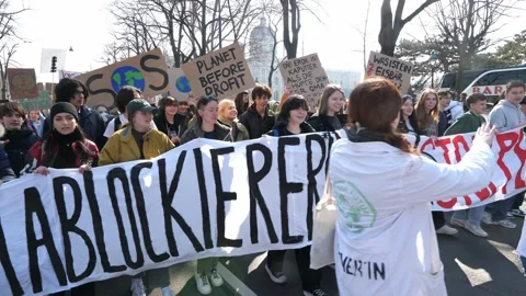 Fridays for Future protest in downtown Vienna 스톡 동영상 234870000