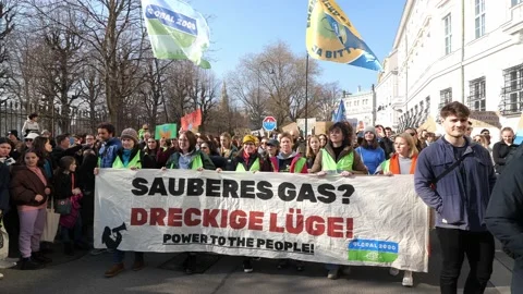 Fridays for Future protest in downtown Vienna 스톡 동영상 234870197