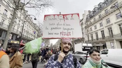 Fridays For Future protest takes to the streets of Paris to demand climate justi Stock Footage 235464640