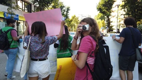 Fridaysforfuture demonstration in to raise awareness for climate change Stock Footage 117255747