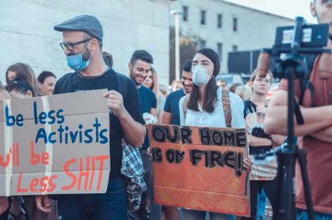 Fridaysforfuture demonstration in to raise awareness for climate change Stock Photos