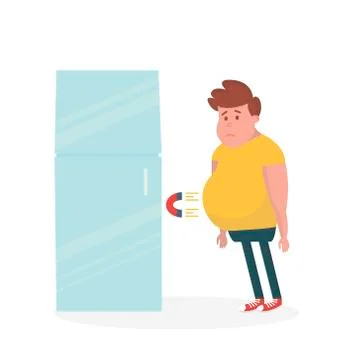 Fridge attracts fat man. Vector Illustration Illustrazione stock