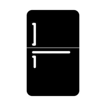 Fridge black vector icon on white background Stock Illustration
