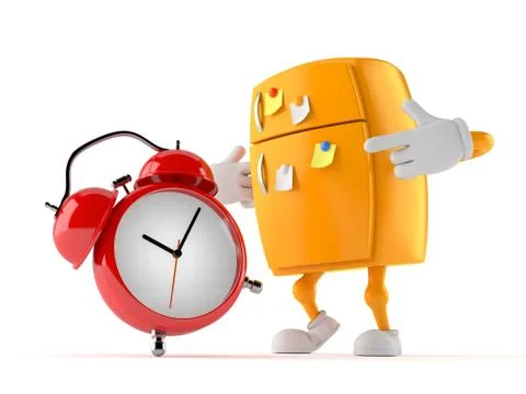 Fridge character with alarm clock Stock Illustration