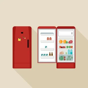 Fridge closed and open. Stock Illustration