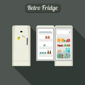 Fridge closed and open. Stock Illustration