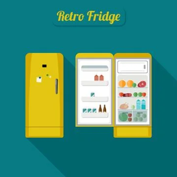 Fridge closed and open. Stock Illustration