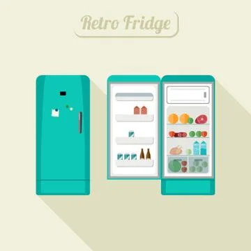 Fridge closed and open. Stock Illustration