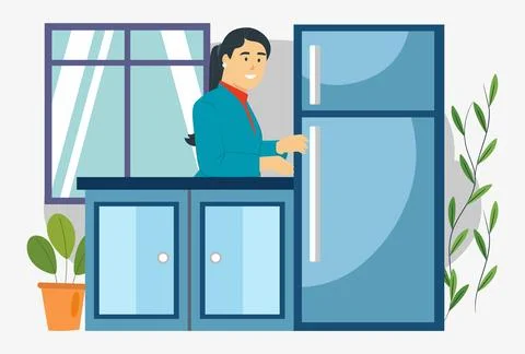 Fridge Concept Illustration Vector Style Illustration Illustrazione stock