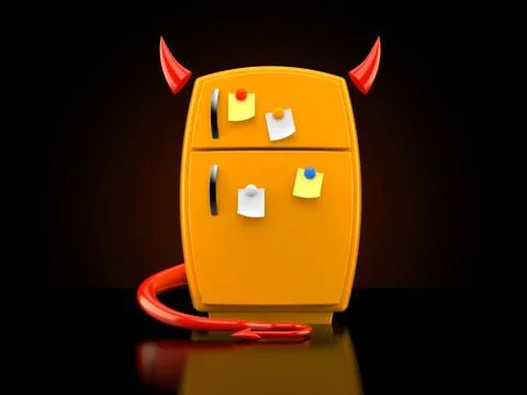 Fridge with devil horns and tail Stock Illustration