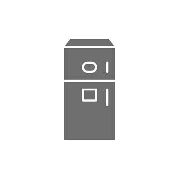 Fridge with ice maker machine grey icon. Stock Illustration