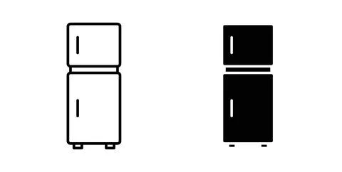 Fridge icon collection in black, Line icons, flat symbols Stock Illustration