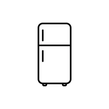 Fridge icon in outline style. Vector illustration on withe background. Isolated. Illustrazione stock