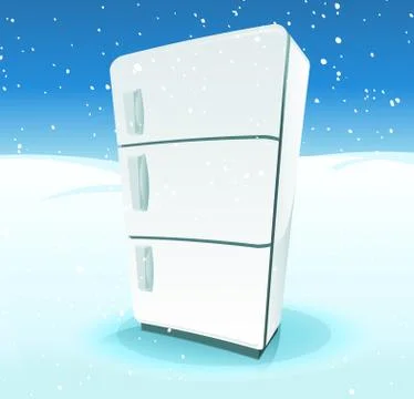 Fridge inside north pole landscape Illustration