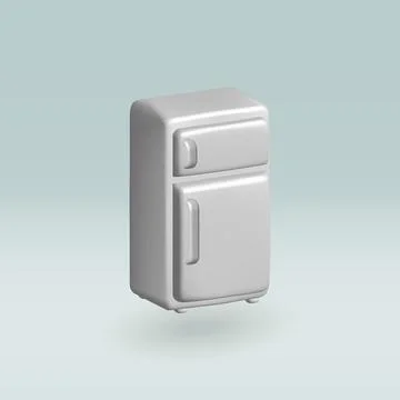Fridge isolated vector 3d icon. kitchen fridge 3d illustration. Stock Illustration