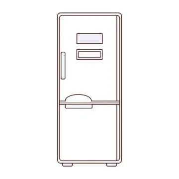 Fridge kitchen appliance brown lines Stock Illustration