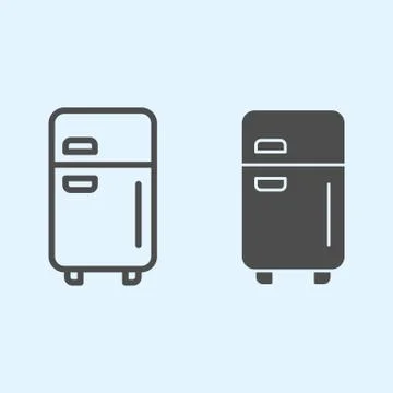 Fridge line and solid icon. Refrigerator device square box and doors with Stockillustratie