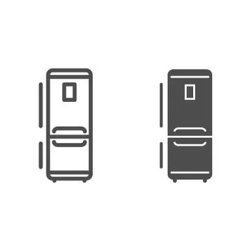Fridge line and solid icon, Kitchen appliances concept, Refrigerator sign on イラスト素材